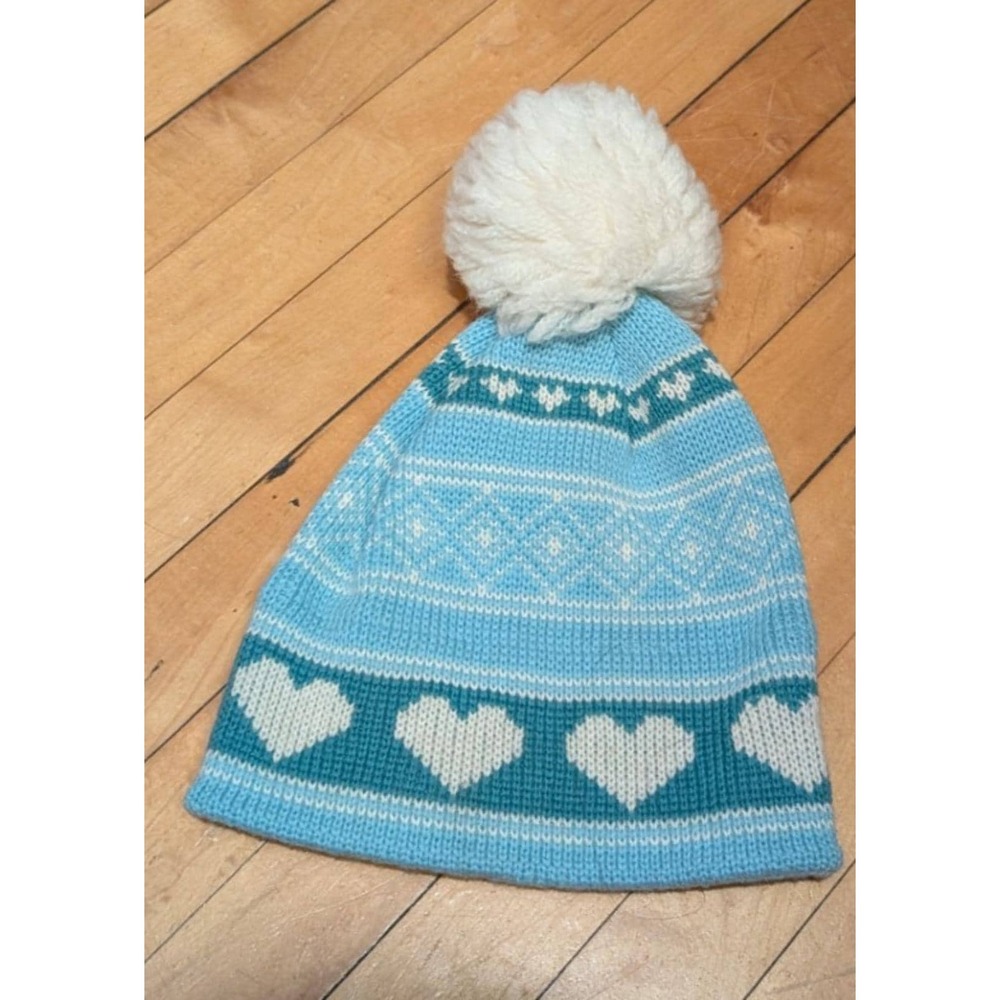 Vintage Wigwam Mills Ski Hat Beanie Knit Winter Hat Hearts GUC